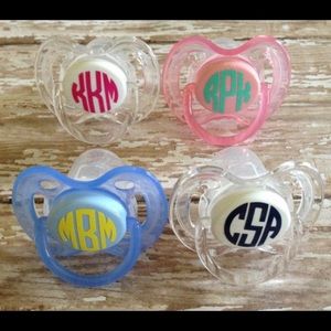 customized monogrammed pacifier set